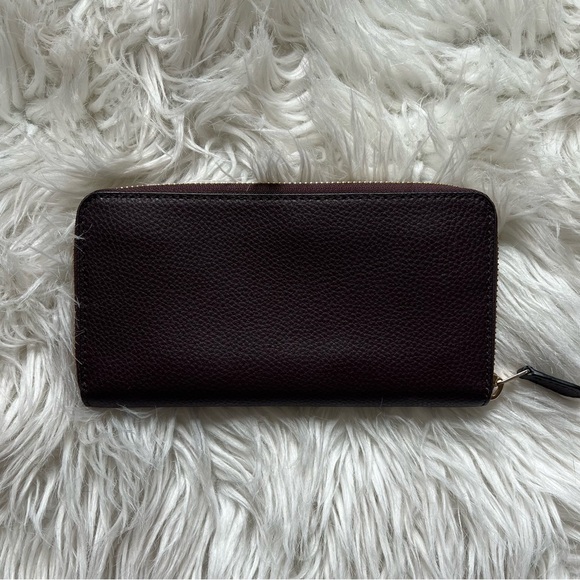 Coach Oxblood Pebbled Leather F16612 Plum Purple Maroon Accordion Zip Wallet 🍇 - Picture 8 of 13
